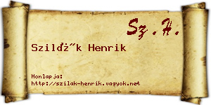 Szilák Henrik névjegykártya
