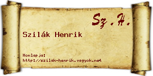 Szilák Henrik névjegykártya